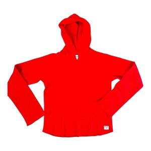Vintage Reebok Red Waffle Knit Hoodie Women’s Medium Y2K Pullover
